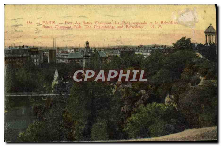 CPA Paris Parc Des Buttes Chaumont Le Pont suspendu et le Belvedere