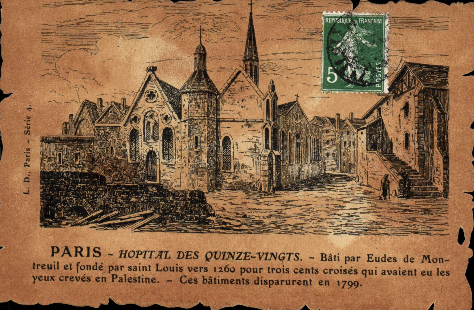 CPA Paris Hopital Des Quinze Vingts Bati Par Eudes De Montreuil Et Fonde par Saint louis vers 1260