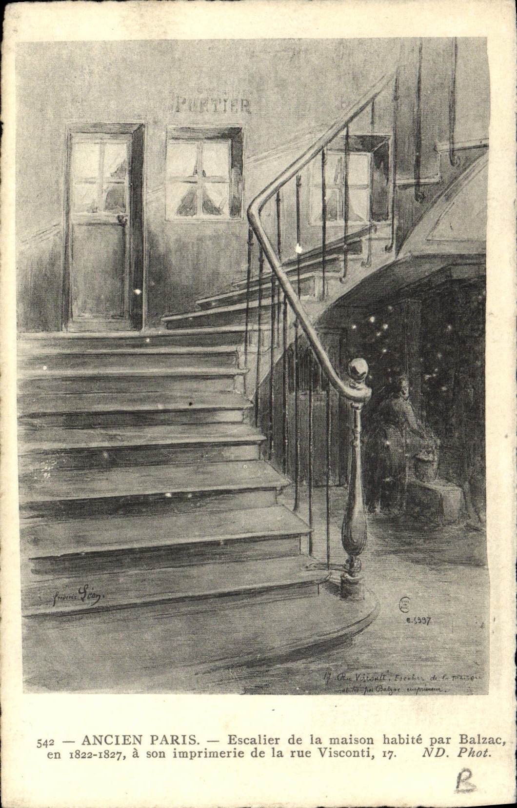 CPA Ancien Paris Escalier De La Maison Habitee Par Balzac