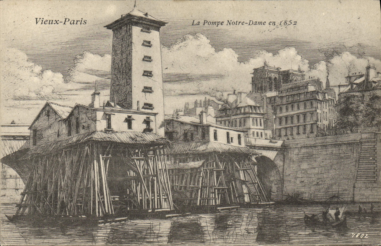 CPA Vieux Paris La Pompe Notre Dame en 1852