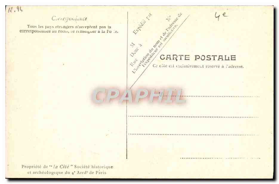 CPA Vieux Paris La Pompe Notre Dame en 1852 — Rückseite