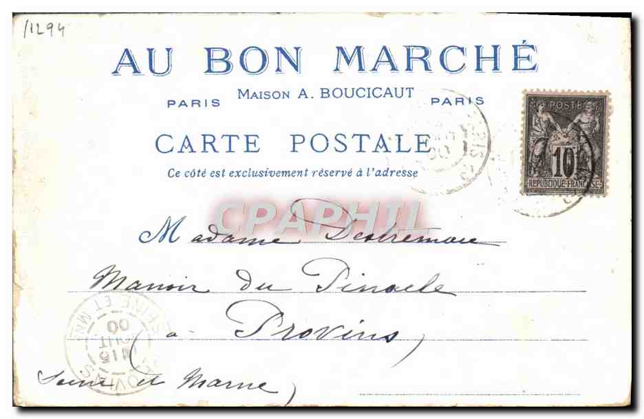 CPA Le Vieux Paris Le Chatelet Magasins du Bon Marche Mousquetaire  — Rückseite
