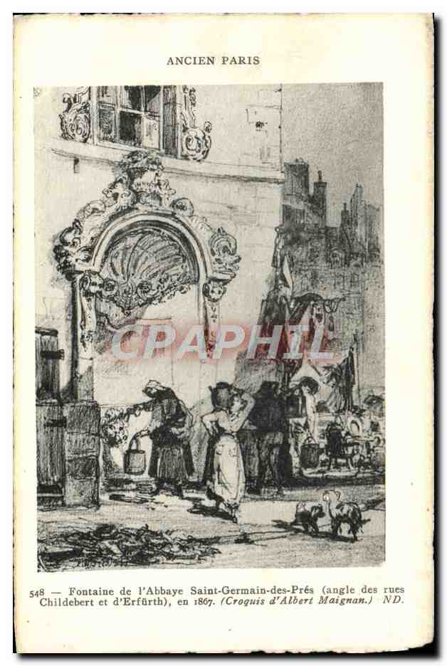 CPA Ancien Paris Fontaine De l'Abbaye Saint Germain Des Pres en 1867