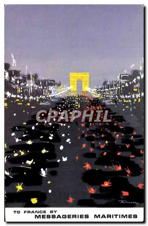 CPM To France By Messageries Maritimes Champs Elysees Arc de Triomphe