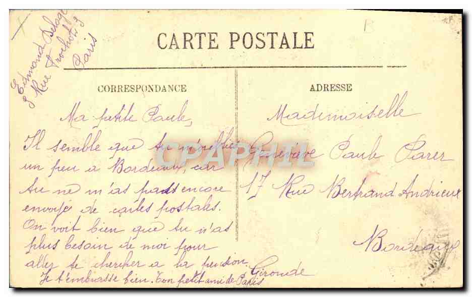 CPA Paris Le Monument De Victor Hugo — Rückseite
