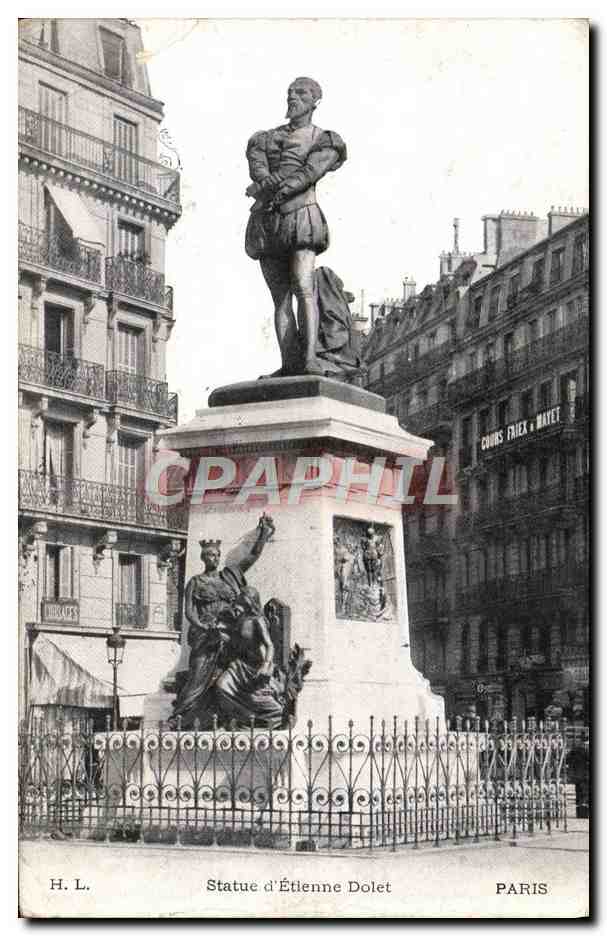 CPA Statue d'Etienne Dolet Paris 