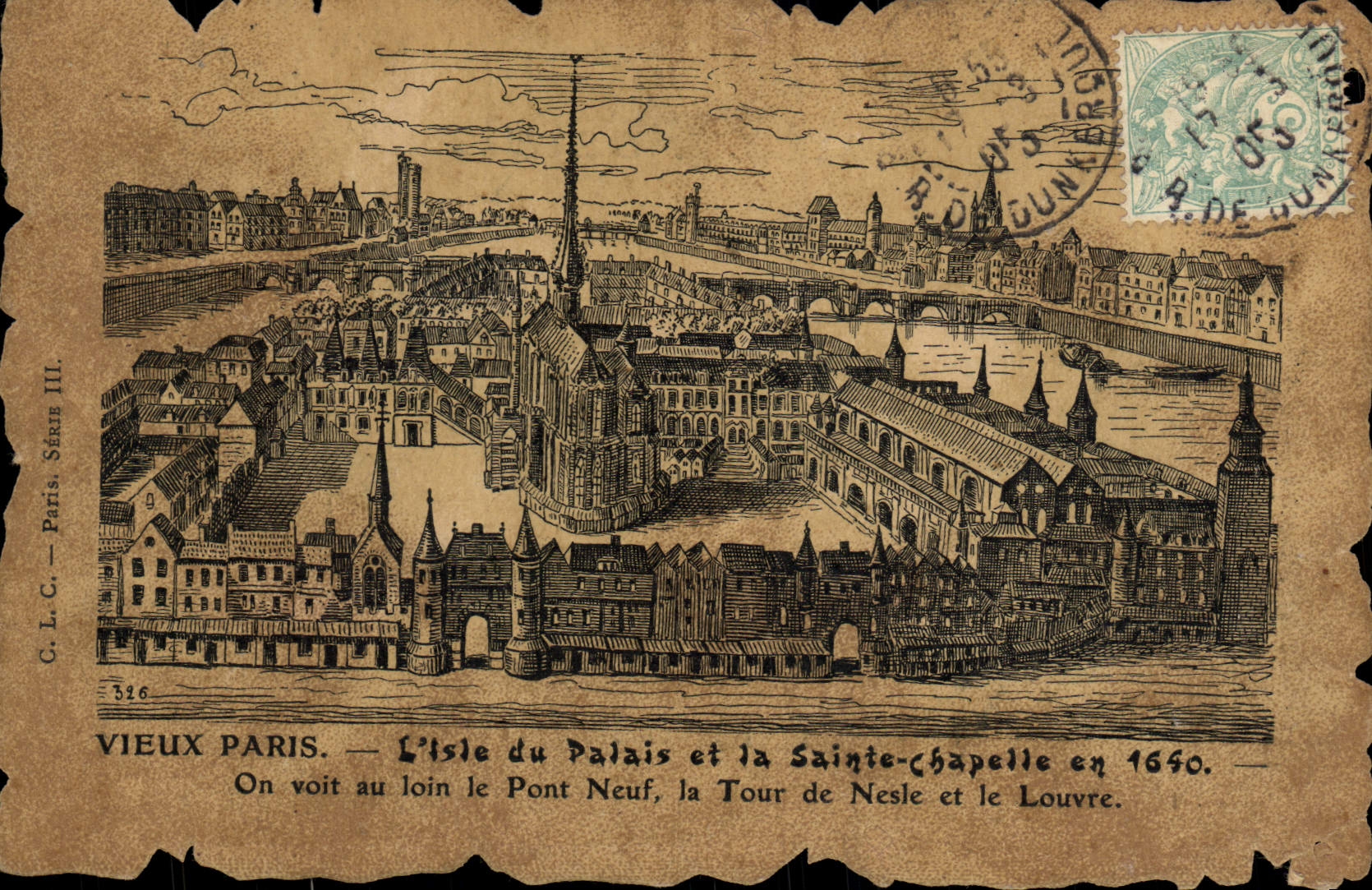 Vieux Paris — L'île du Palais et la Sainte-Chapelle en 1640 — G.L.C. Paris, Série III, n°326