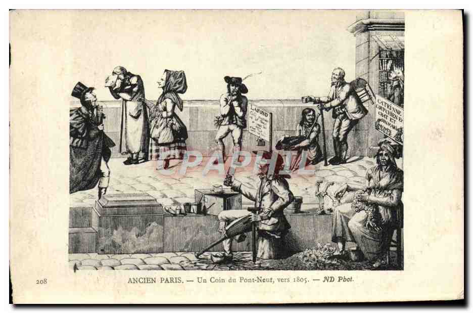 CPA Ancien Paris Un Coin Du Pont Neuf Vers 1805 Folklore 