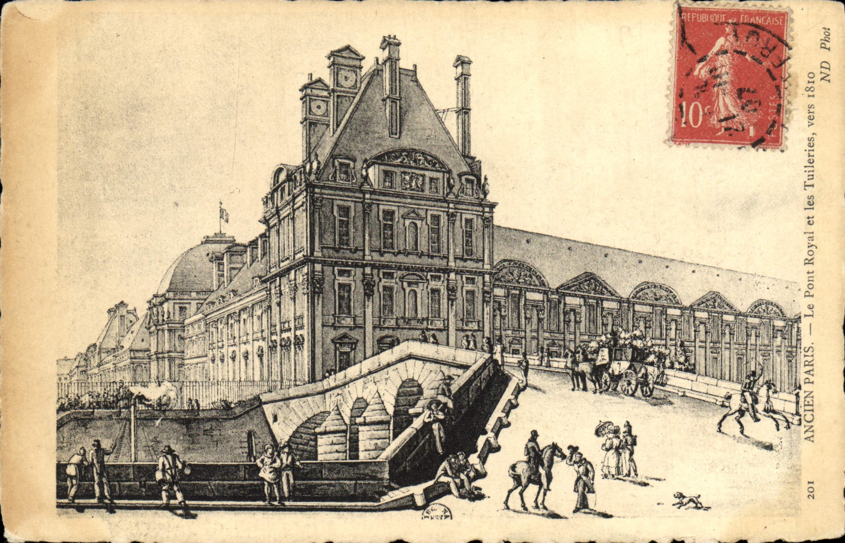 CPA Ancien Paris Le Pont Royal Et Les Tuileries Vers 1810