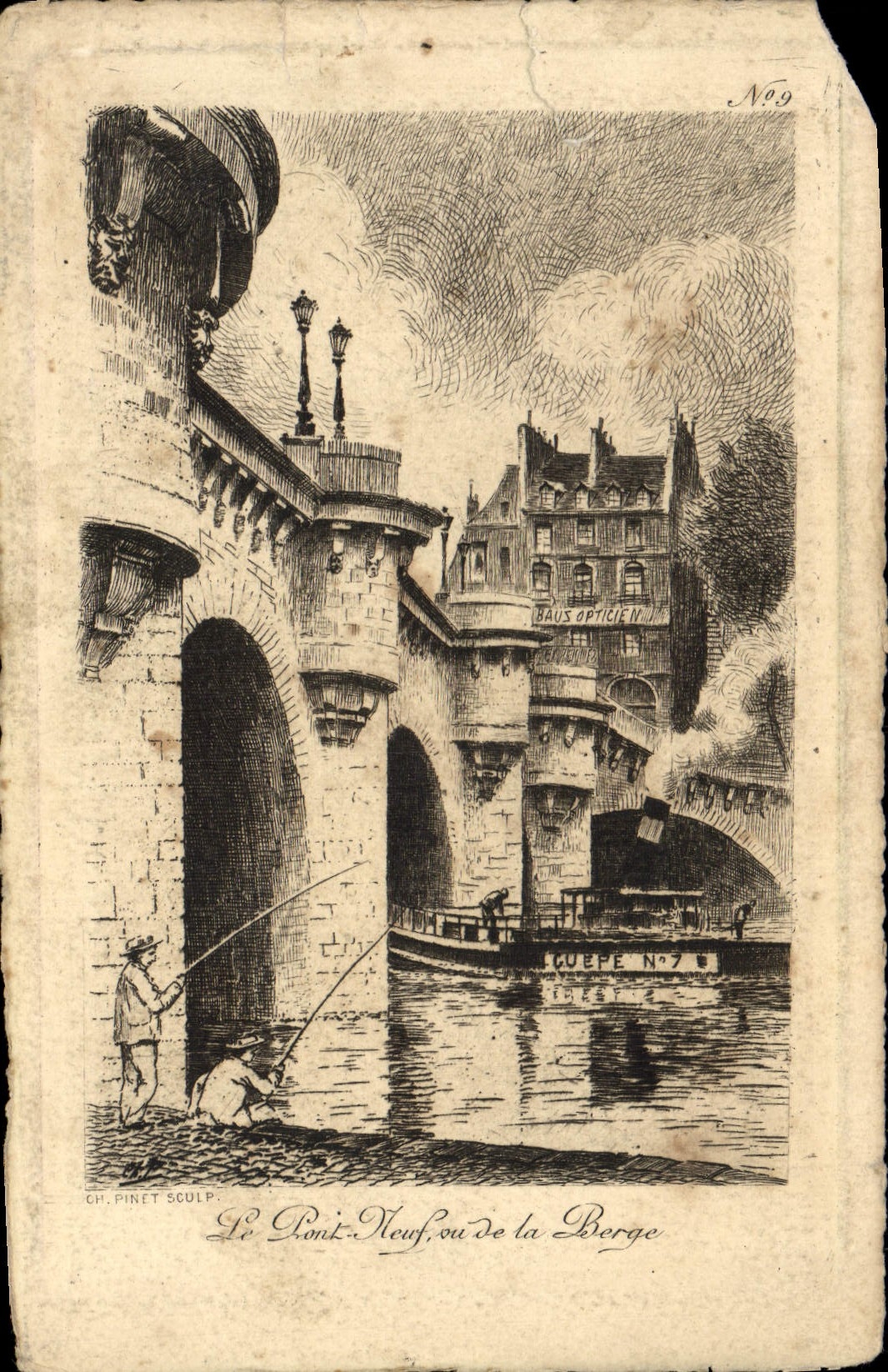 CPA Le Pont Neuf Du De La Berge Paris Peche Pecheur 