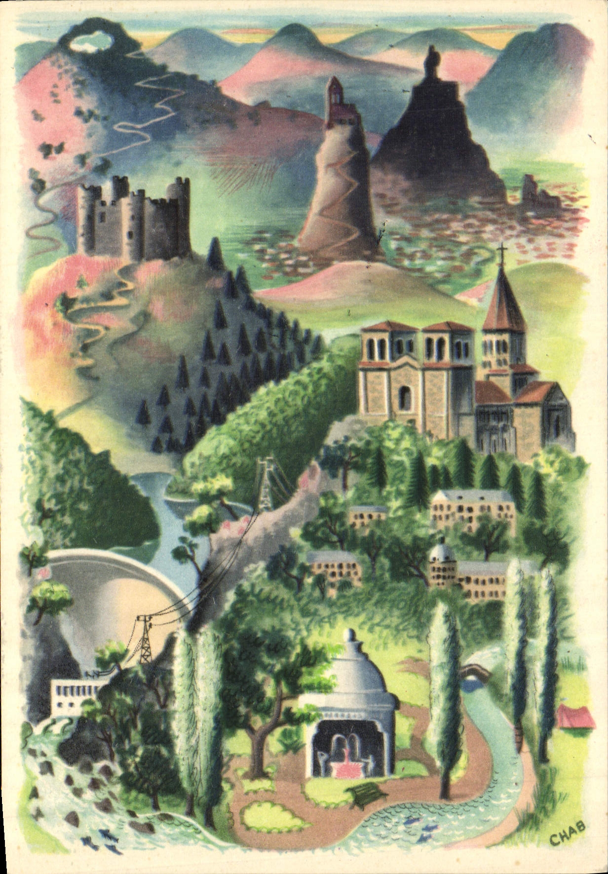 Massif Central — vue panoramique — Éditions P.P. Ozanne, n°1049