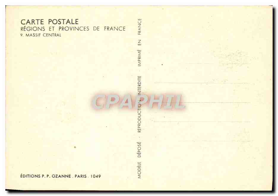 Massif Central — vue panoramique — Éditions P.P. Ozanne, n°1049 — Rückseite