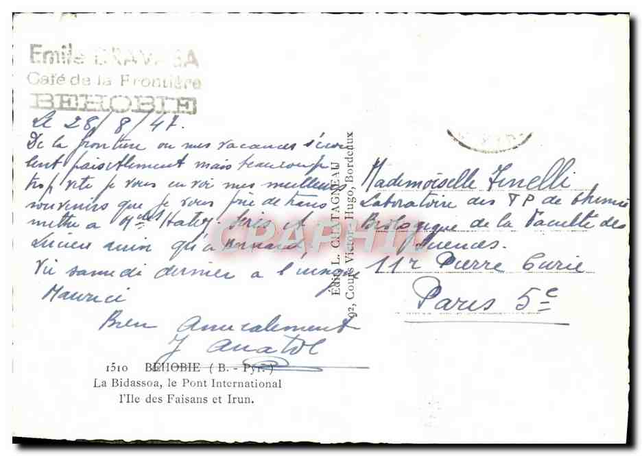 La Bidassoa, le Pont International — Elcé — Éditeur Elcé — Verso