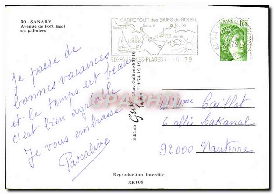 CPM Sanary Avenue De Port Issol Ses Palmiers — Verso
