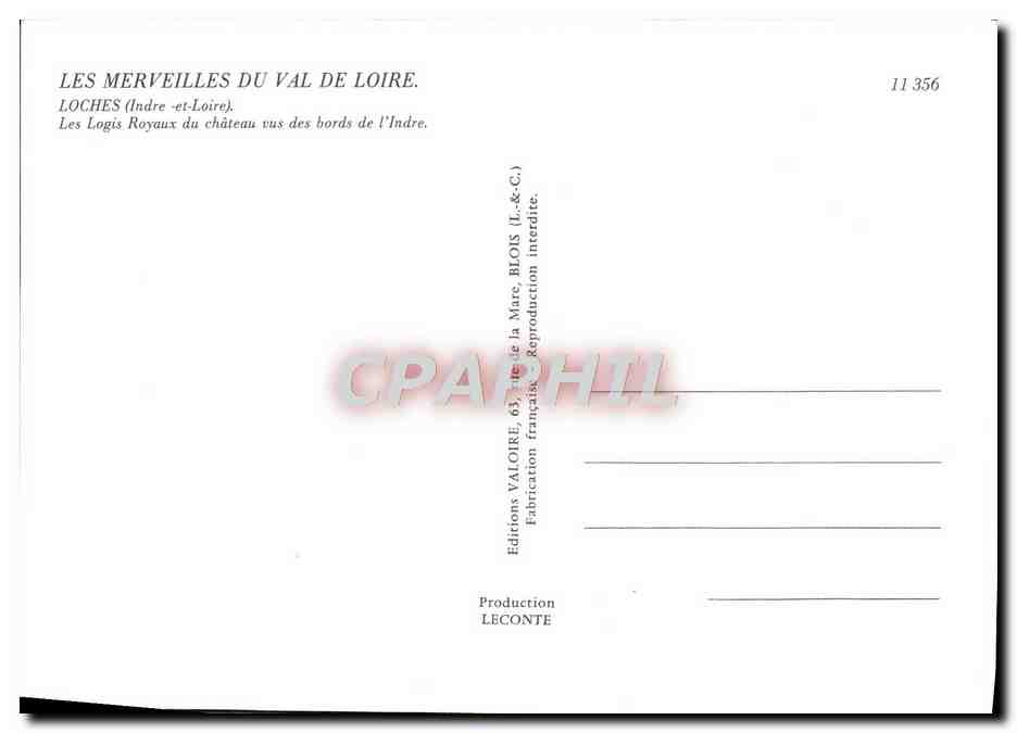 CPM Les Merveilles Du Val De Loire Loches Les Logis Royaux Du Chateau Vus Des Bords De l'Indre — Rückseite