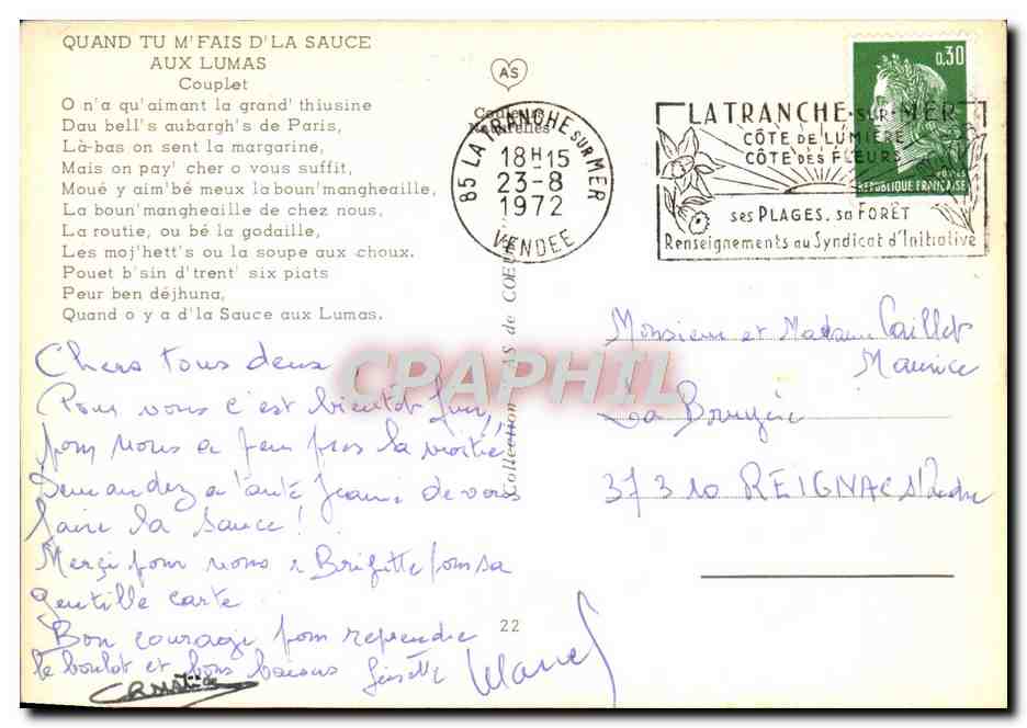 Quand tu m'fais d'la sauce aux Lumas — Yves Rabault — Disques Barclay — Rückseite