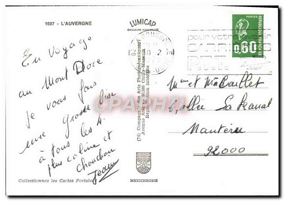 Fleurs d'Auvergne — Collection LUMICAP — éditeur Mexichrome — Verso