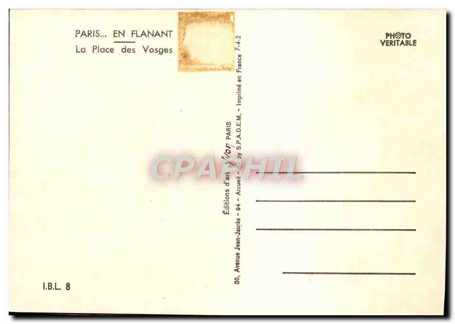 CPM Paris En Flanant La Place Des Vosges — Verso