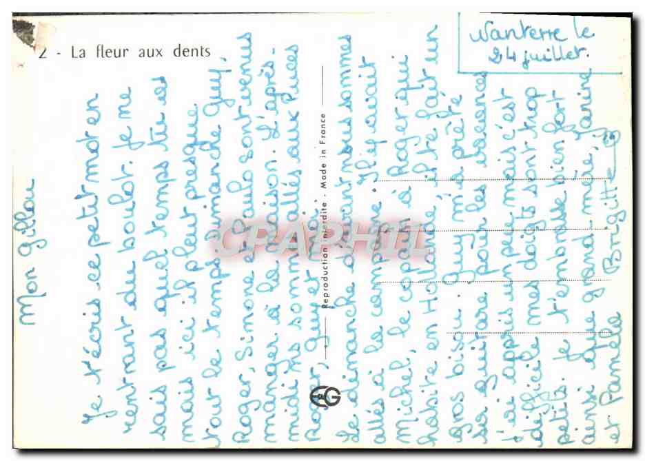 CPM La Fleur Aux Dents — Rückseite