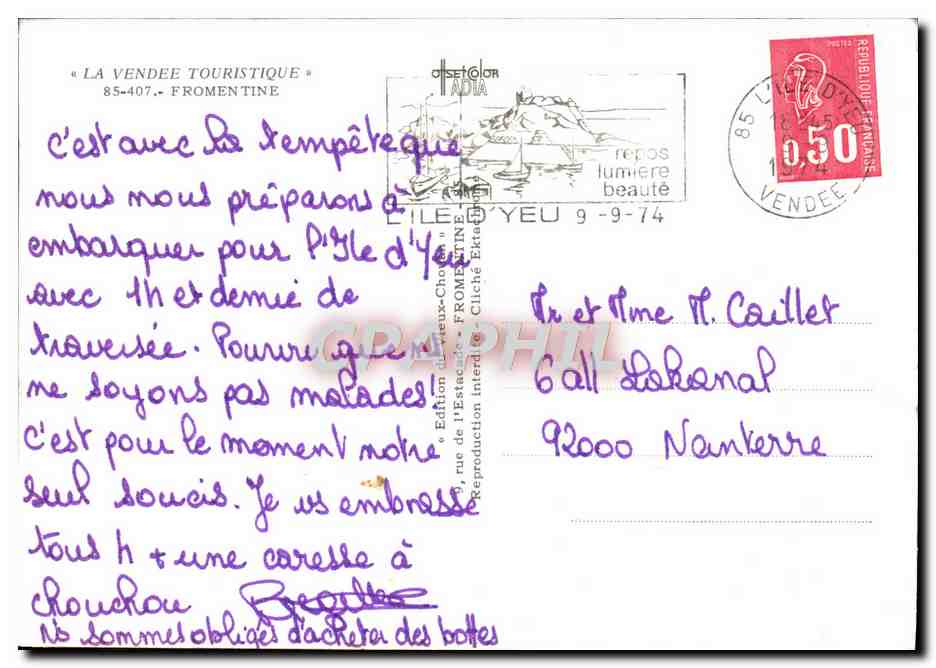 CPM Fromentine Embarcadere Pour l'ile d'Yeu Bateau  — Verso