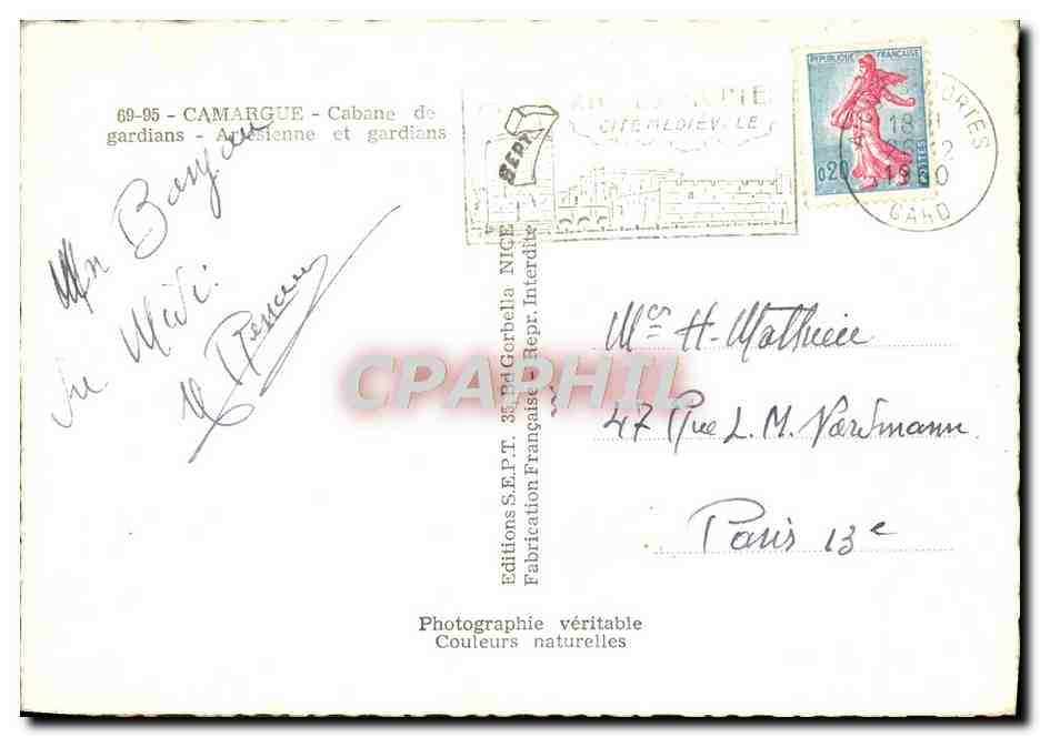 CPM Camargue Cabane De Gardins Arlesienne Et Gardians Folklore Ange — Verso