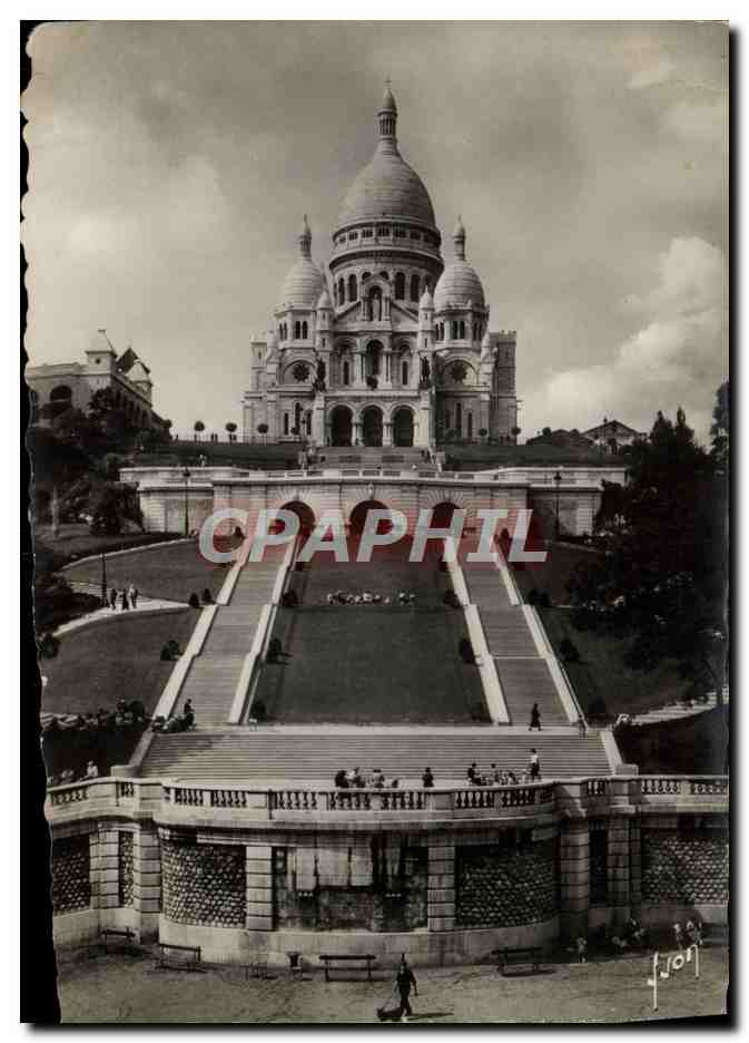 CPM Paris En Flanant Le Sacre Coeur De Montmartre Et l'Escalier Monumental