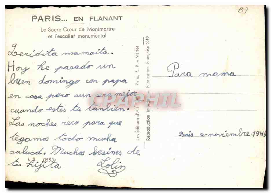 CPM Paris En Flanant Le Sacre Coeur De Montmartre Et l'Escalier Monumental — Rückseite