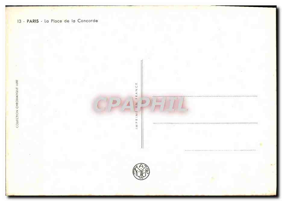 CPM Paris La Place de la Concorde — Rückseite