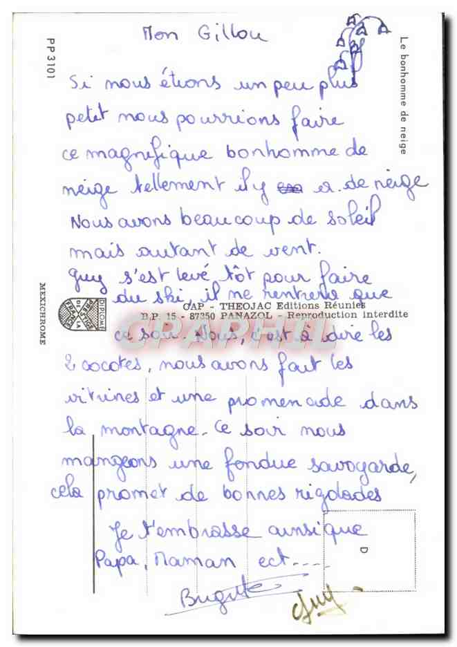 CPM Le bonhomme de neige — Rückseite