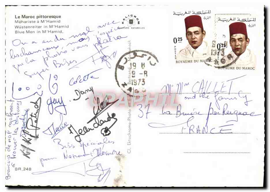 CPM Le Maroc Pittoresque Mehariste a M'Hamid Blue Men in M'Hamid — Rückseite