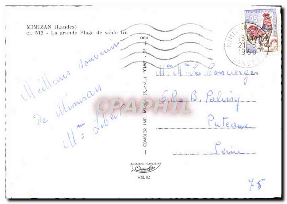 CPM Mimizan La grande Plage de sable Fin — Rückseite