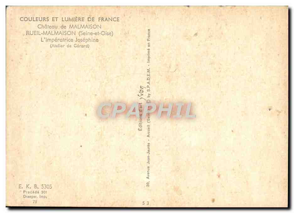 CPM Chateau de Malmaison Rueil Malmaison L'lmperatrice Josephine — Rückseite