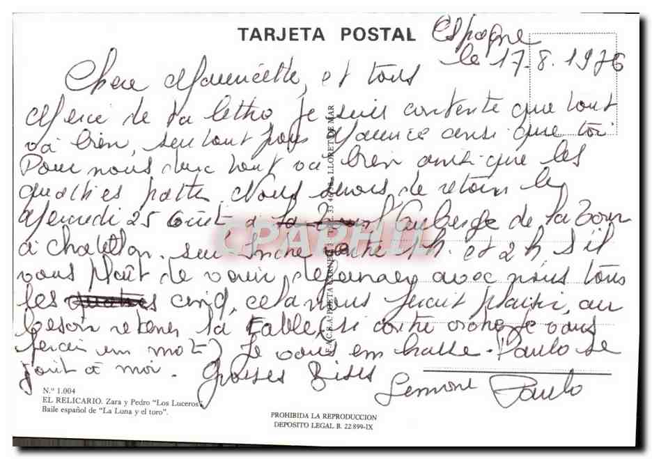 CPM El Relicario Zara Pedro Los Luceros Folklore — Rückseite