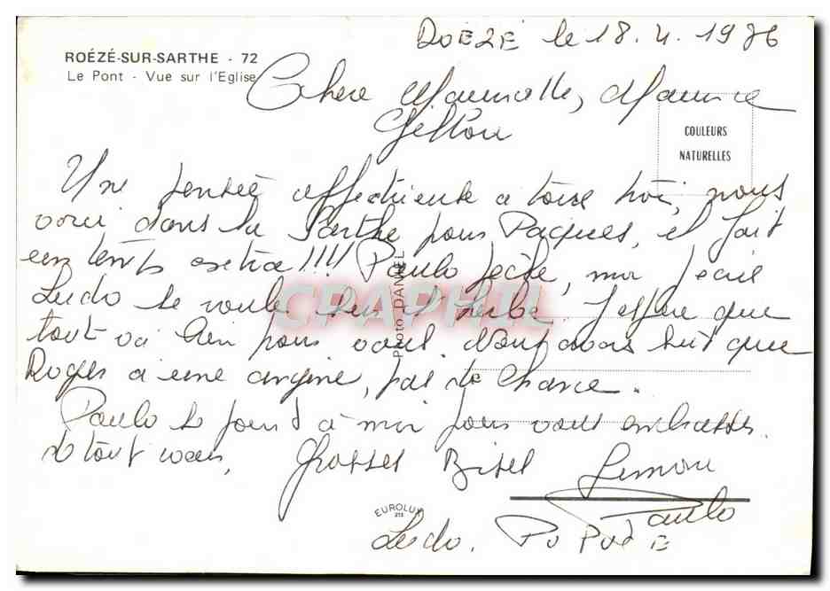 CPM Roeze Sur Sarthe Le Pont Vue sur l'Eglise — Rückseite