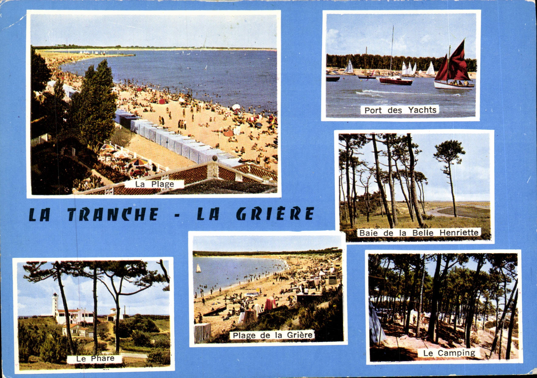 La Tranche - La Grière — vue panoramique de la plage, port des yachts, baie de la Belle Henriette, phare et camping — éditeur Couleurs Naturelles, n°10
