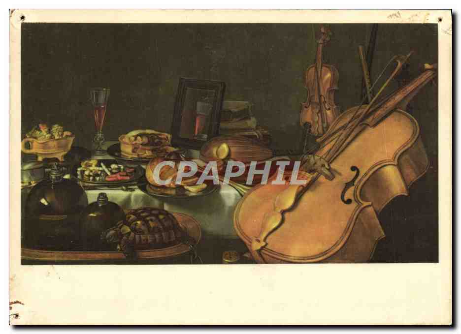 CPM Peinture Hollandaise Pieter Claesz Musee de Louvre Nature morte au violon