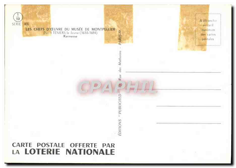 CPM Les Chefs D'Ceuvre du Musee De Montpellier David TEnniers le jeune Kermesse — Rückseite