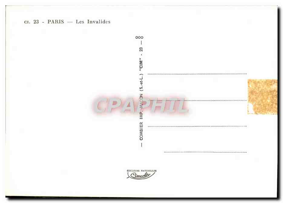 CPM Paris Les Invalides — Rückseite