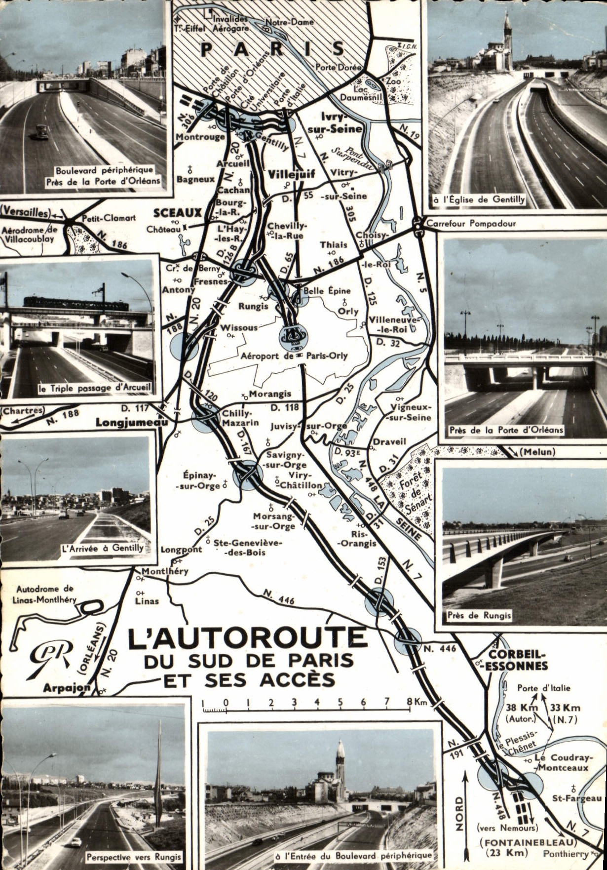 CPM L'Autoroute Du Sud De Paris Et Ses Acces Peripherique Gentilly Arcueil Orleans Rungis
