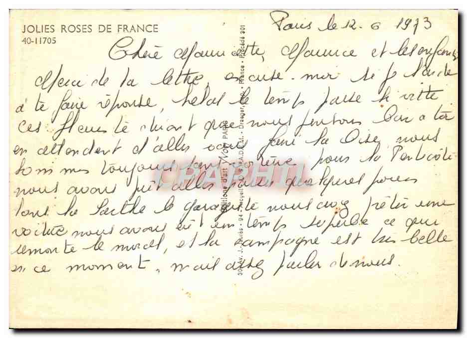 CPM Fantaisie Fleurs Jolies Roses De France — Verso