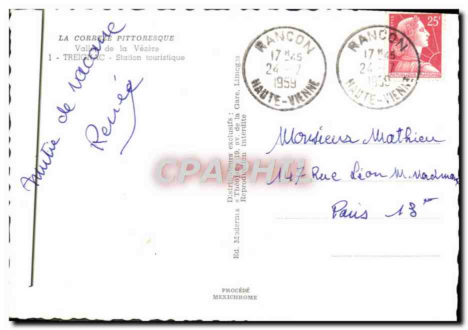 CPM Vallee de la Vezere Treignac Station touristique — Rückseite
