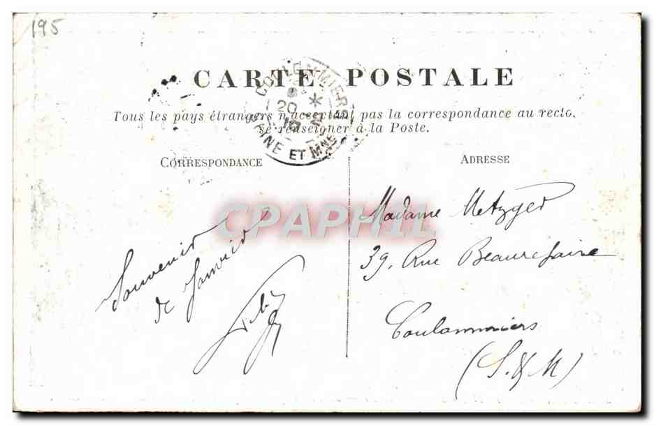 CPM Paris Inonde Janvier Jean Coquelin quittant sa villa de St James — Rückseite