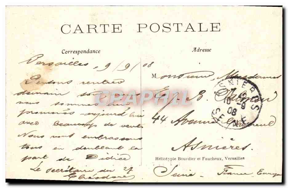 CPA Petit Trianon Versailles — Verso