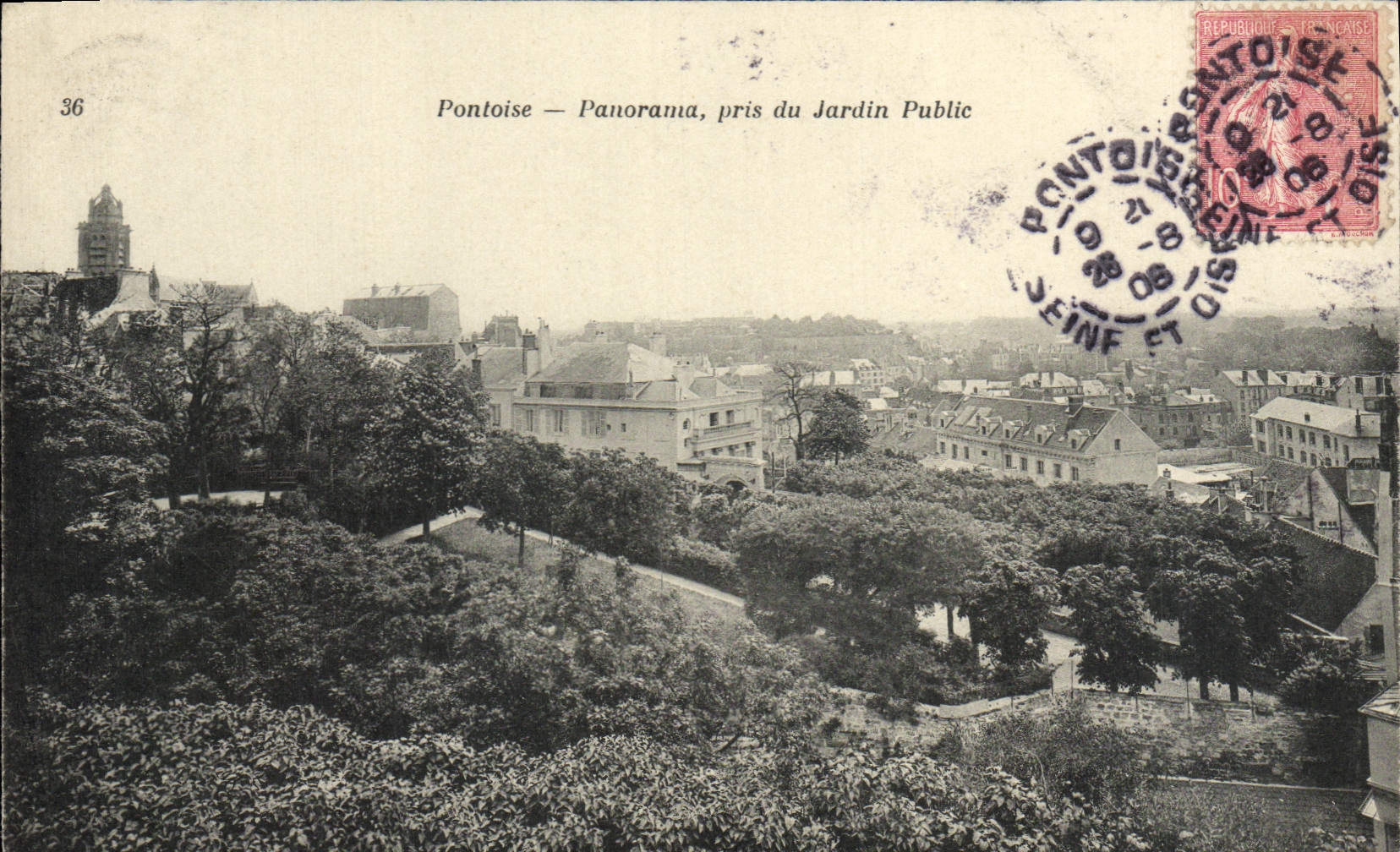 CPA Pontoise Panorama pris du Jardin Public
