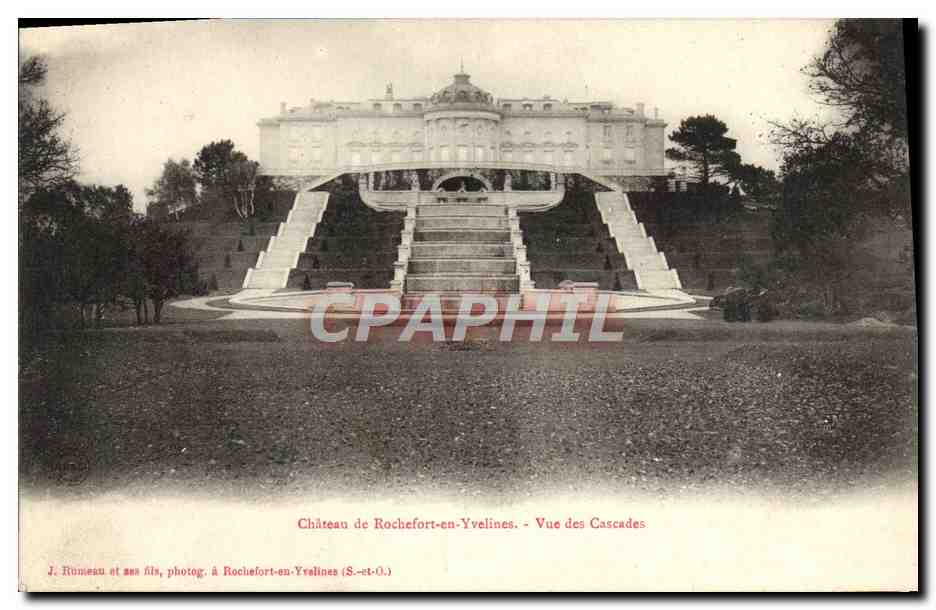 Château de Rochefort-en-Yvelines — Vue des Cascades — J. Rumeau et ses fils, photog. à Rochefort-en-Yvelines (S.-et-O.)
