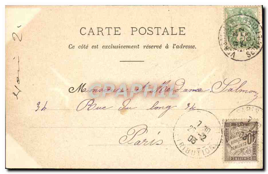 CPA Palais de Versailles — Verso