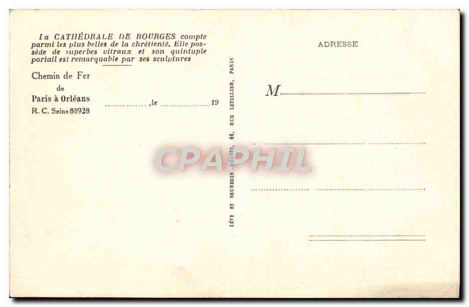 CPA Bourges Les Portails de la Cathedrale — Verso