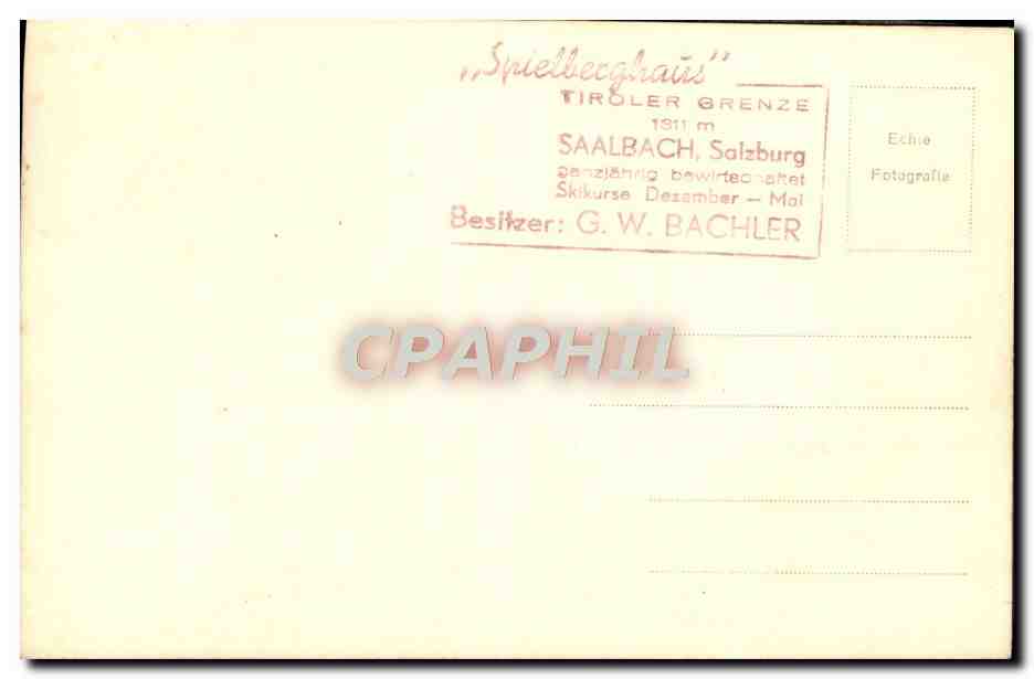 CPA Spielberghaus Saalbach — Rückseite
