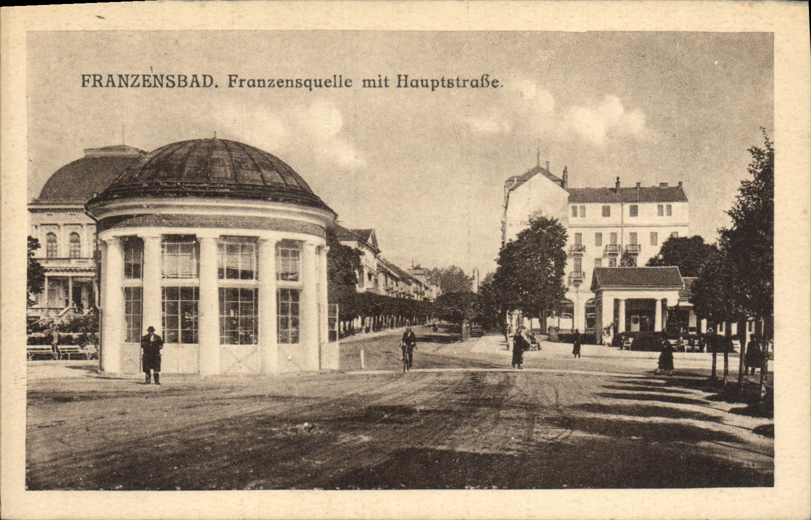 CPA Franzensbad Franzensquelle mit Hauptstrabe