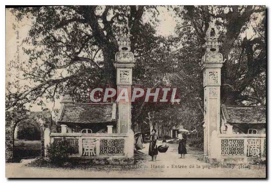 Hanoï — Entrée de la pagode Bâmy — éditeur Hanoï & Ferry, n° 65